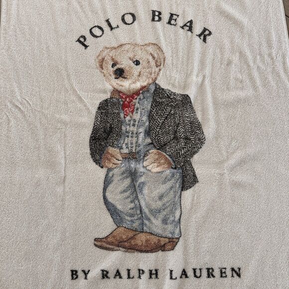 Vintage RALPH LAUREN POLO BEAR Western Theme Cowboy Outfit Beach TOWEL - Picture 1 of 8